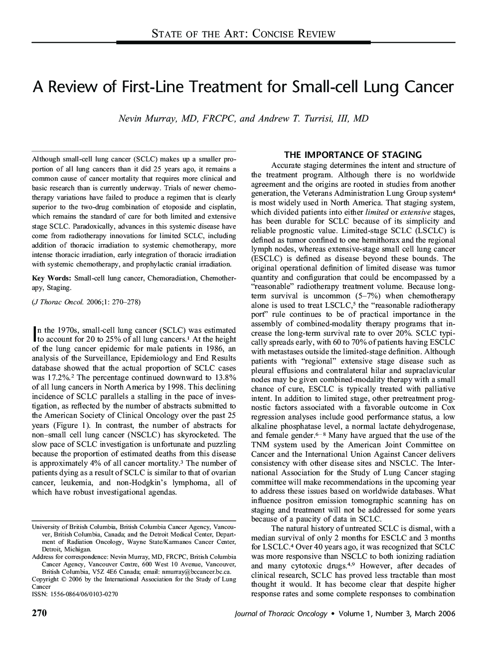 A Review of First-Line Treatment for Small-cell Lung Cancer