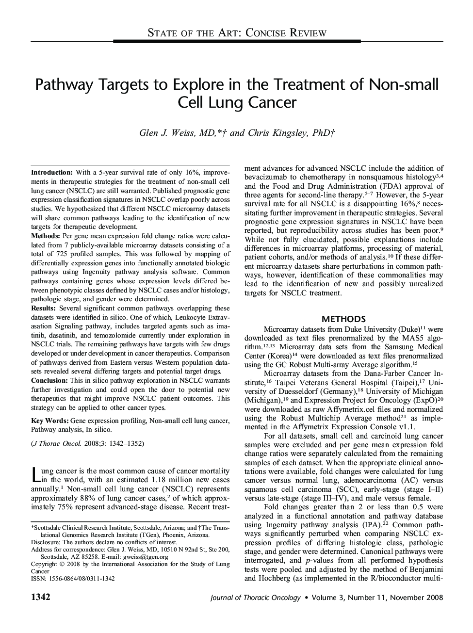 Pathway Targets to Explore in the Treatment of Non-small Cell Lung Cancer 