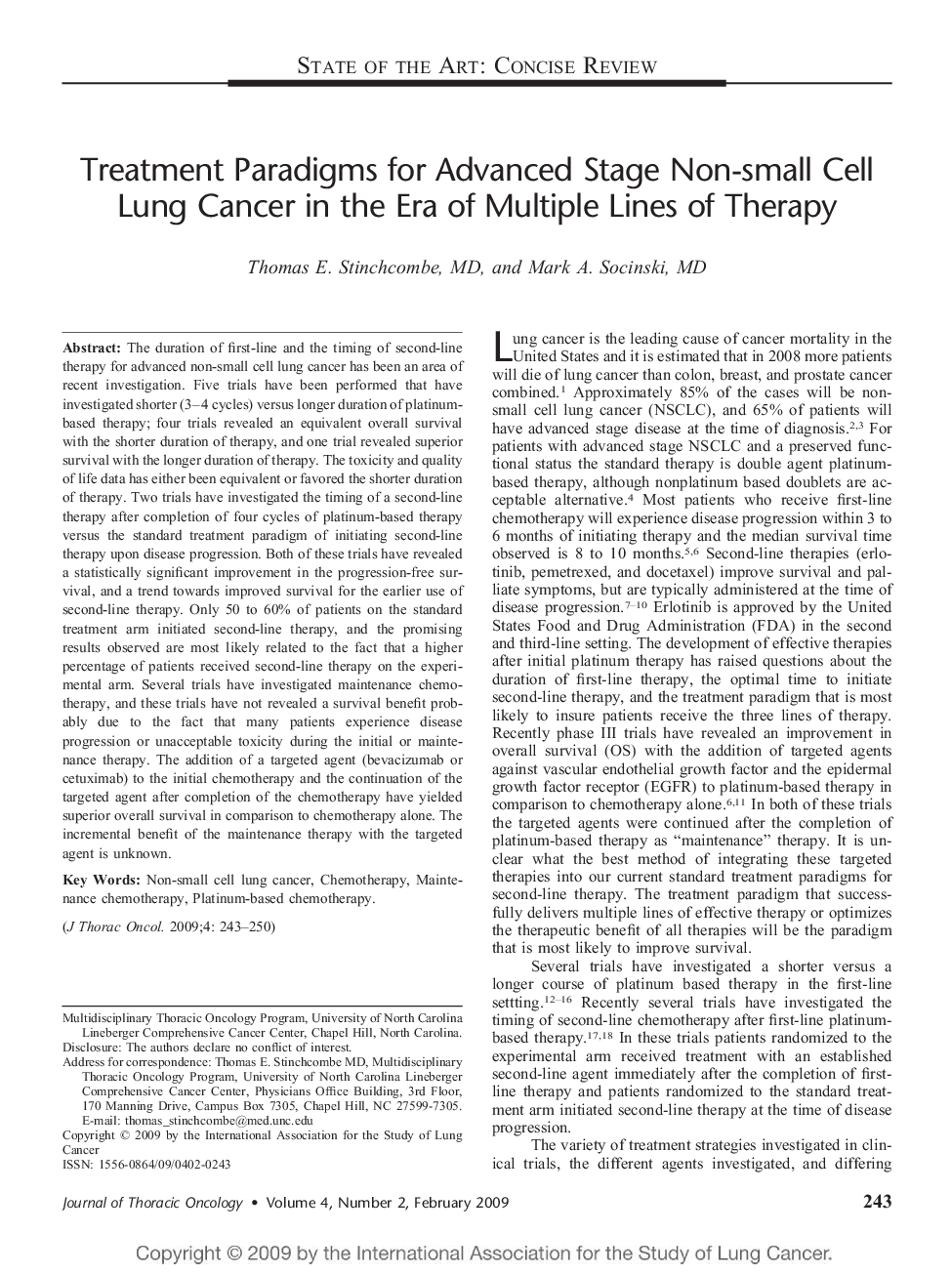 Treatment Paradigms for Advanced Stage Non-small Cell Lung Cancer in the Era of Multiple Lines of Therapy 