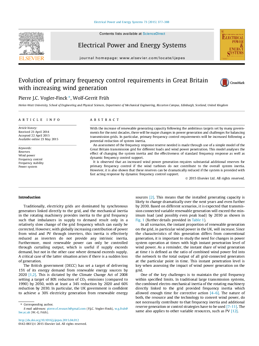 Evolution of primary frequency control requirements in Great Britain with increasing wind generation