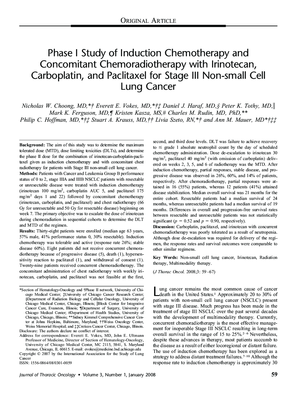 Phase I Study of Induction Chemotherapy and Concomitant Chemoradiotherapy with Irinotecan, Carboplatin, and Paclitaxel for Stage III Non-small Cell Lung Cancer