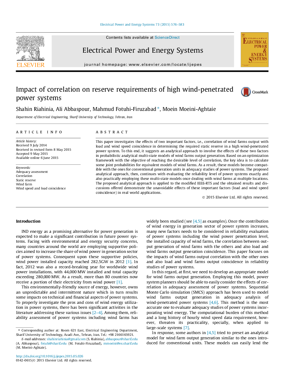 Impact of correlation on reserve requirements of high wind-penetrated power systems