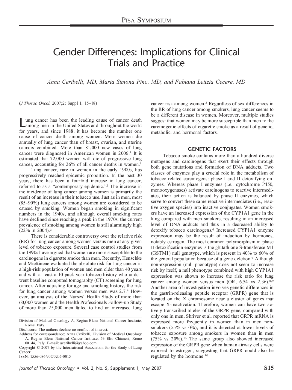عکس صفحه اول مقاله: Gender Differences: Implications for Clinical Trials and Practice Gender Differences: Implications for Clinical Trials and Practice