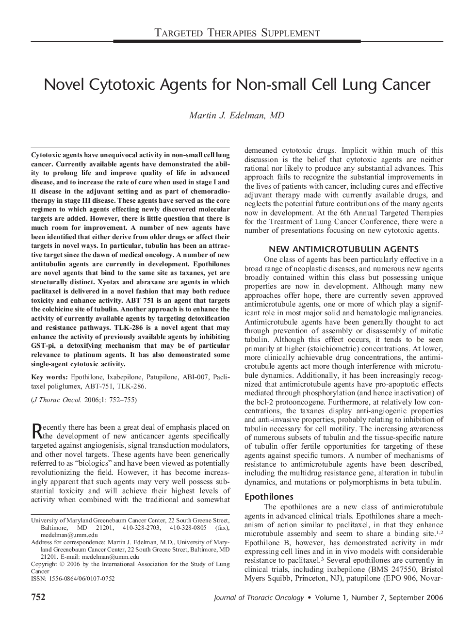 Novel Cytotoxic Agents for Non-small Cell Lung Cancer