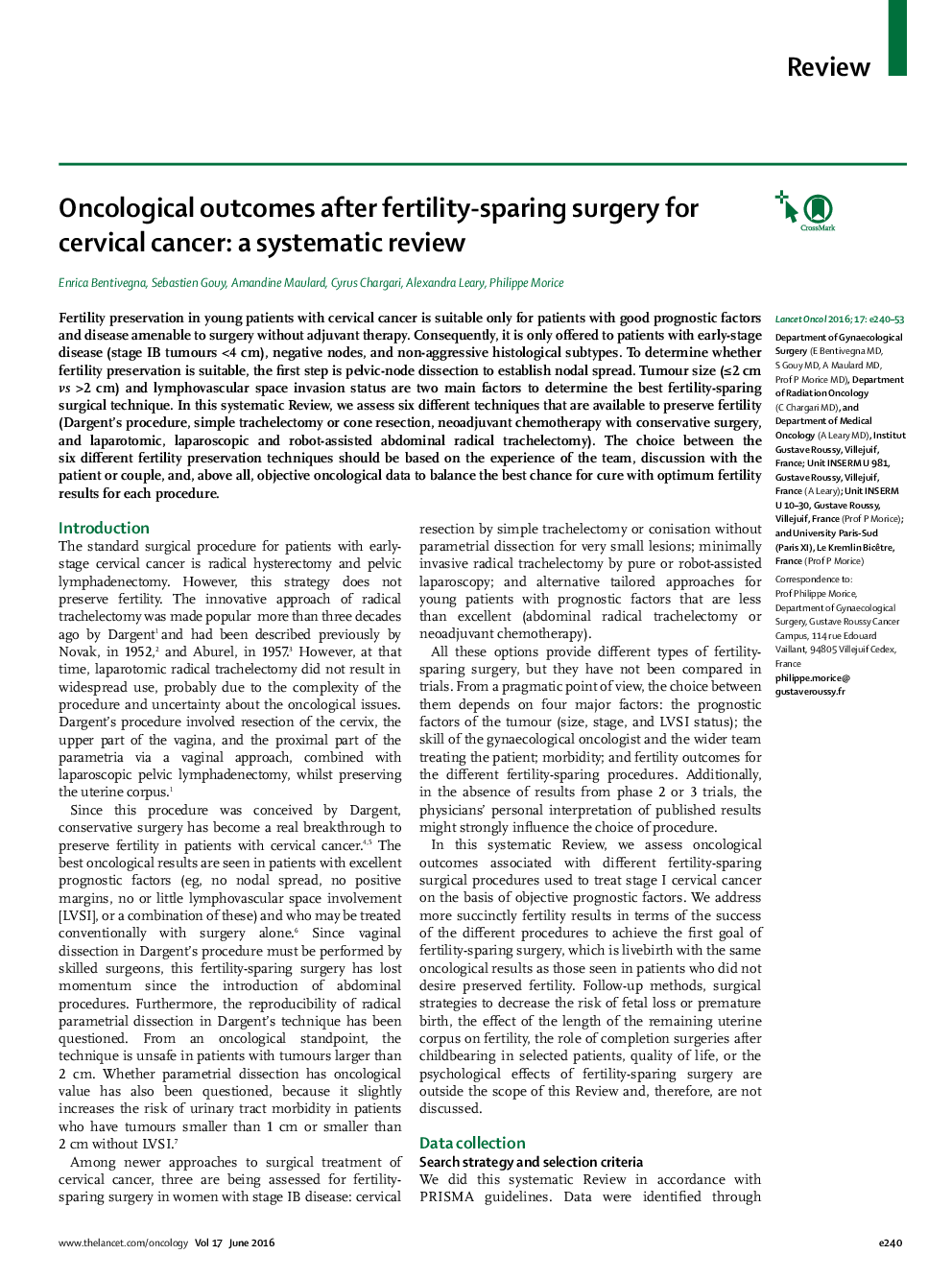 Oncological outcomes after fertility-sparing surgery for cervical cancer: a systematic review