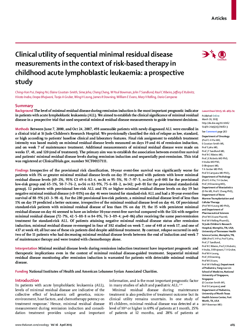 Clinical utility of sequential minimal residual disease measurements in the context of risk-based therapy in childhood acute lymphoblastic leukaemia: a prospective study