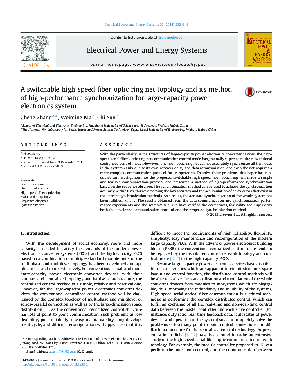 A switchable high-speed fiber-optic ring net topology and its method of high-performance synchronization for large-capacity power electronics system