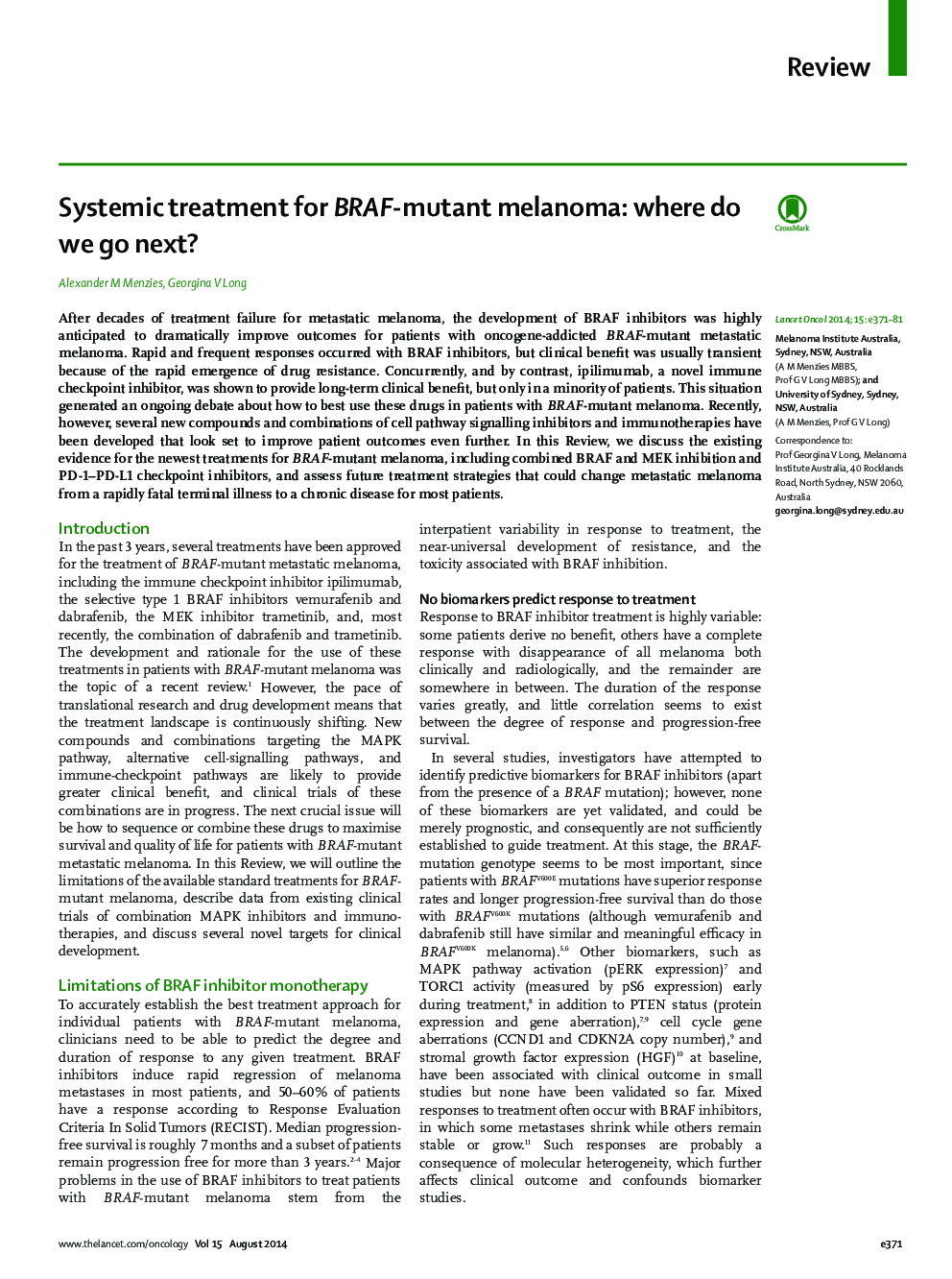 Systemic treatment for BRAF-mutant melanoma: where do we go next?