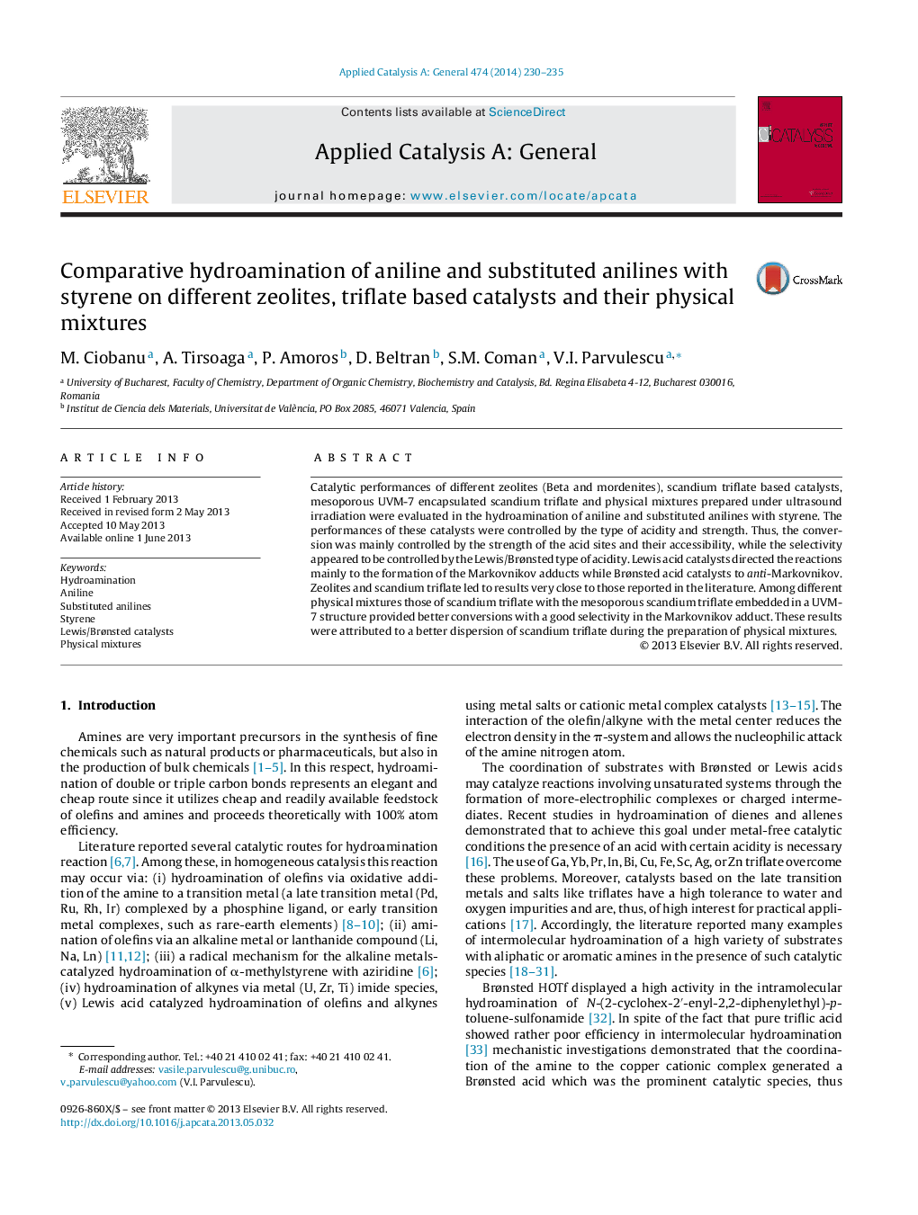 Comparative hydroamination of aniline and substituted anilines with styrene on different zeolites, triflate based catalysts and their physical mixtures