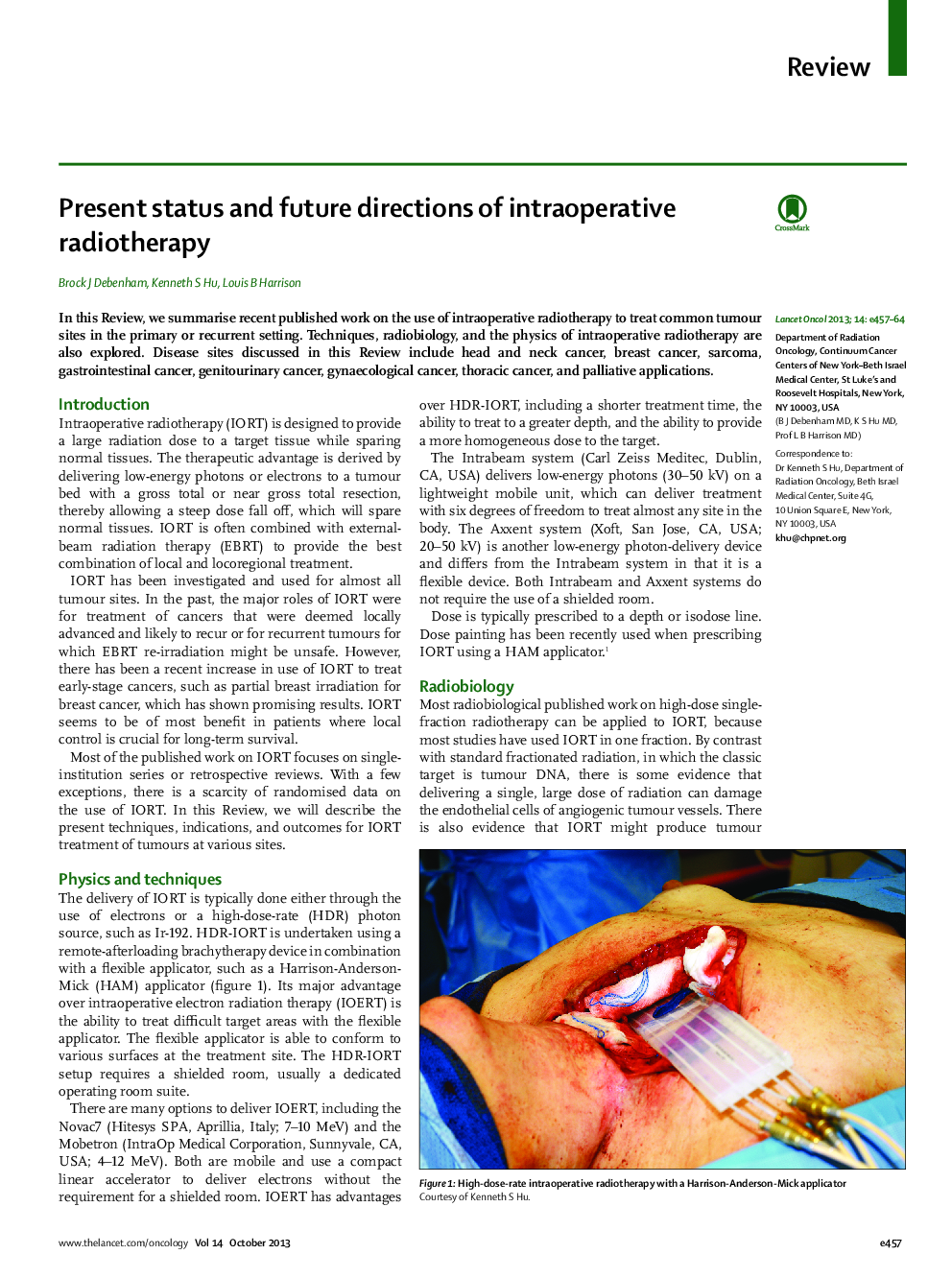 Present status and future directions of intraoperative radiotherapy