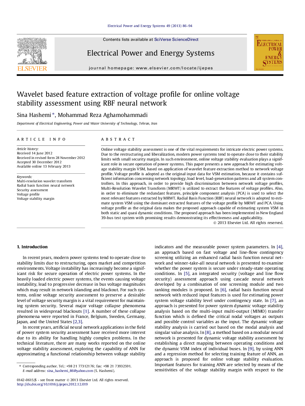 Wavelet based feature extraction of voltage profile for online voltage stability assessment using RBF neural network