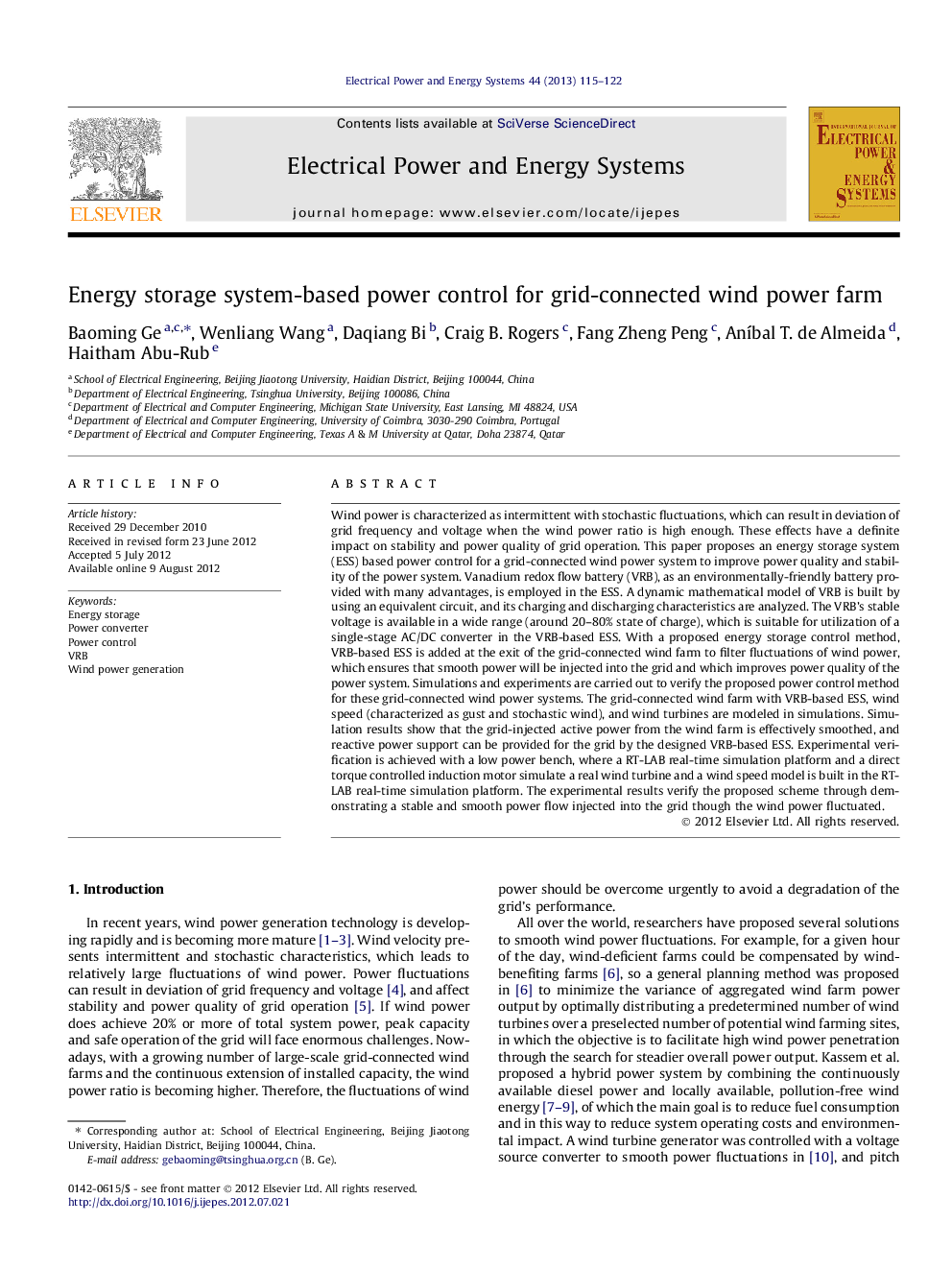 Energy storage system-based power control for grid-connected wind power farm