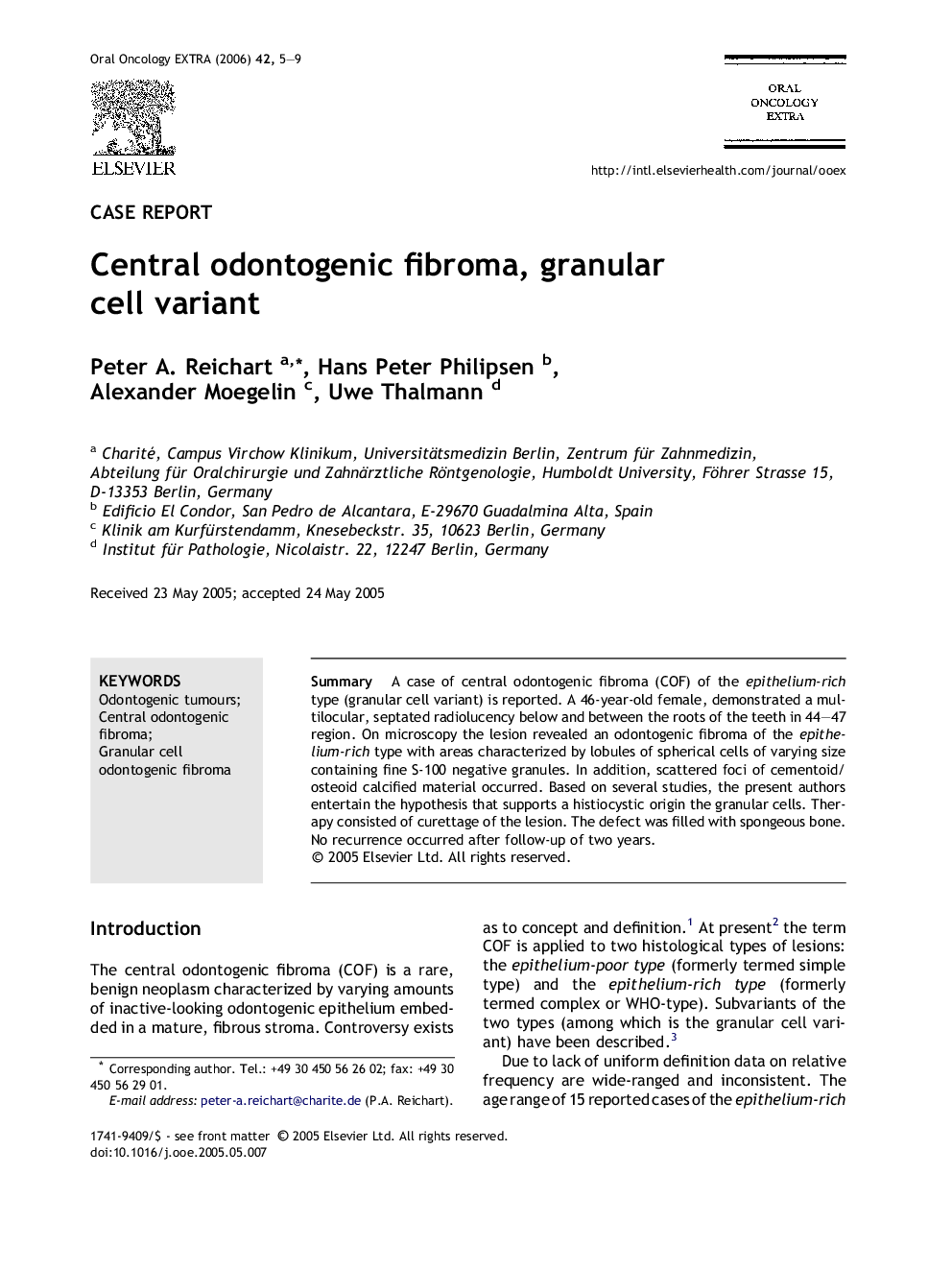 Central odontogenic fibroma, granular cell variant