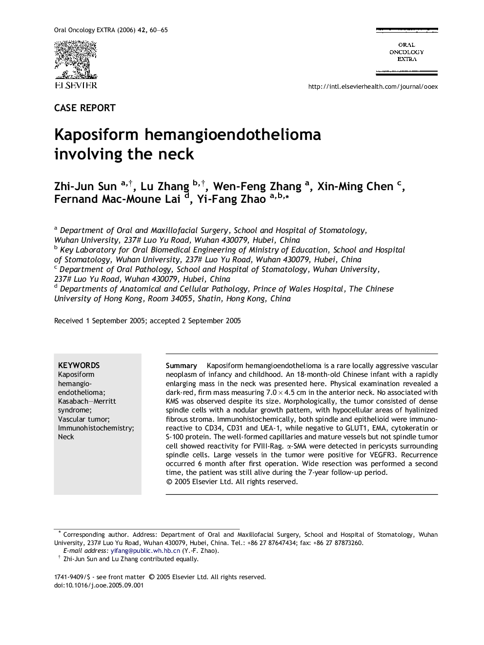 Kaposiform hemangioendothelioma involving the neck