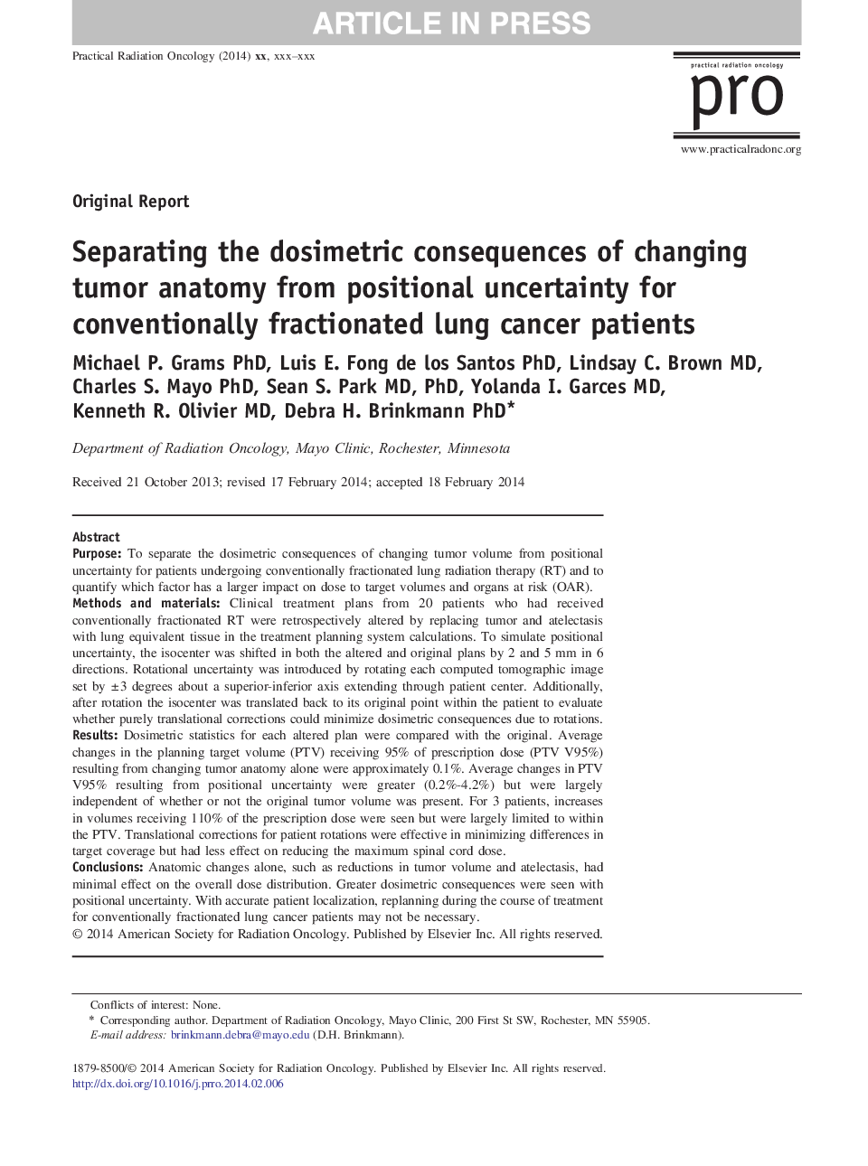 جداسازی پیامدهای دوزیمی تغییر آناتومی تومور از عدم قطعیت موقعیت برای بیماران مبتلا به سرطان ریه 