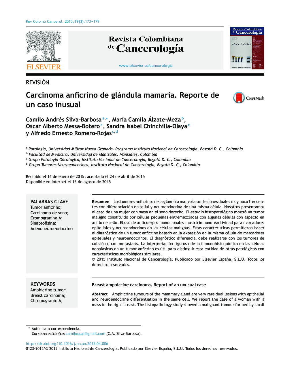 Carcinoma anficrino de glándula mamaria. Reporte de un caso inusual