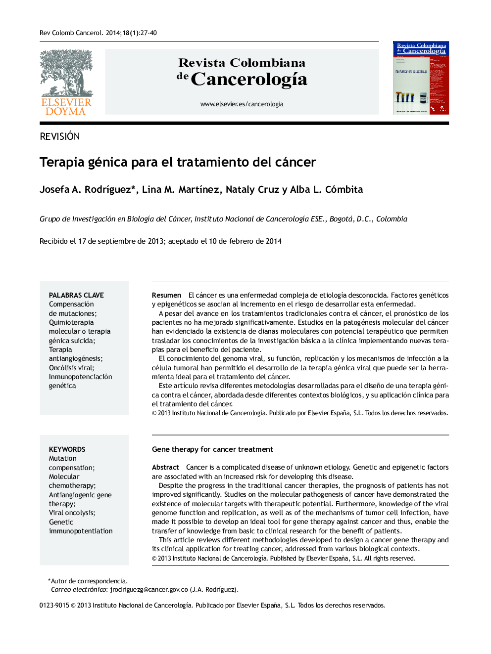 Terapia génica para el tratamiento del cáncer