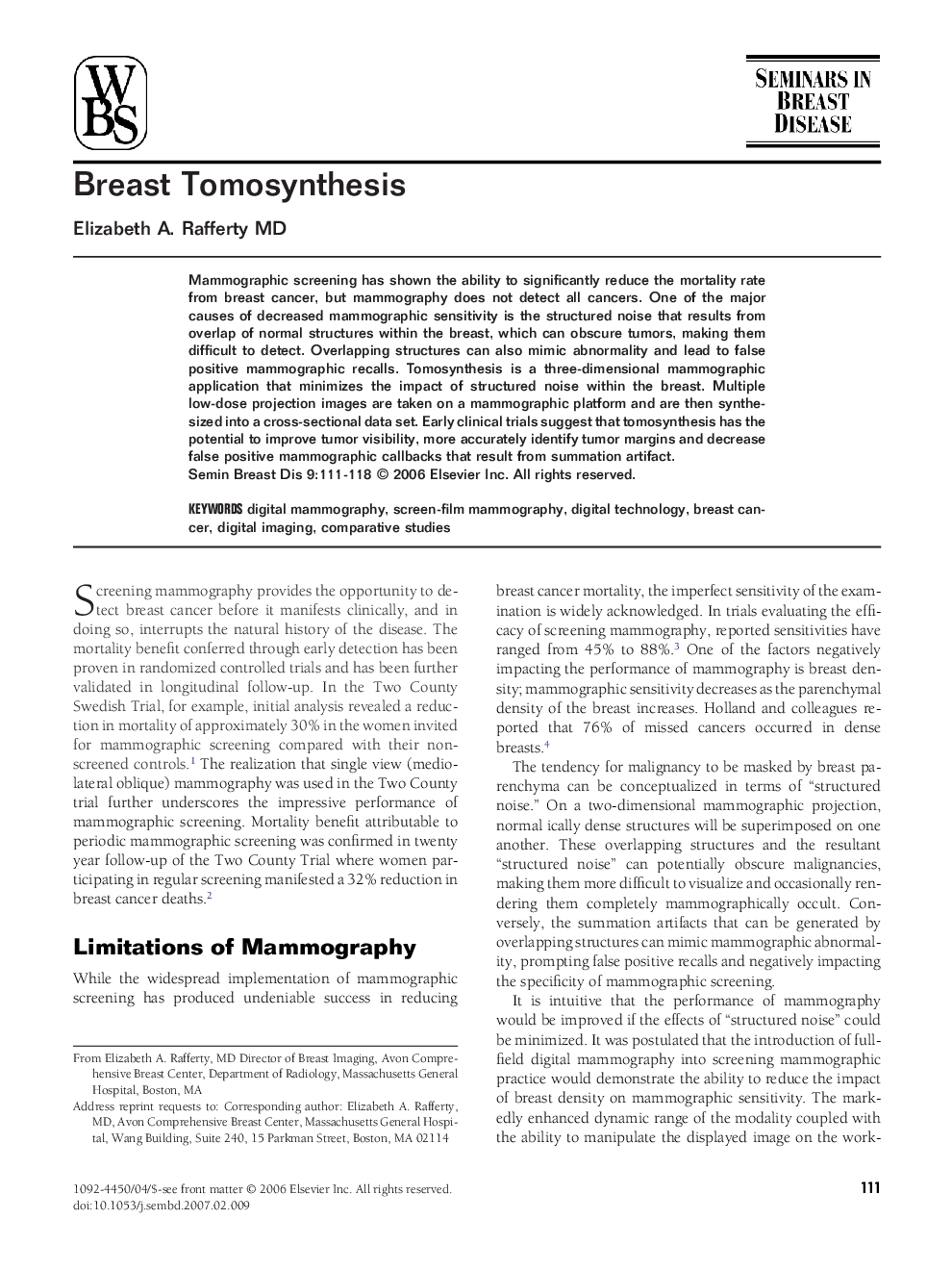 Breast Tomosynthesis