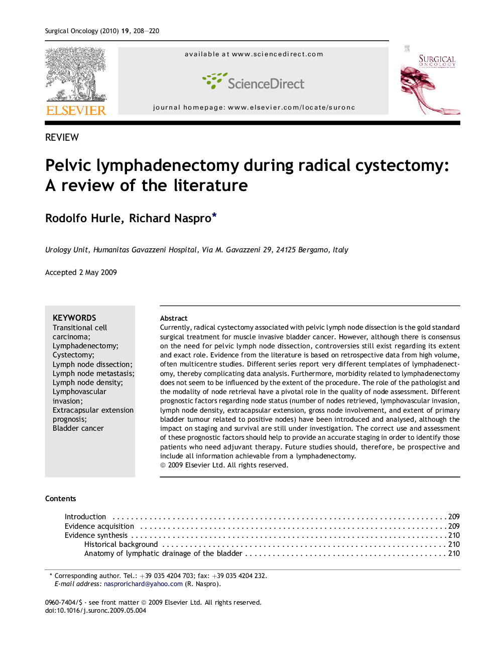 Pelvic lymphadenectomy during radical cystectomy: A review of the literature