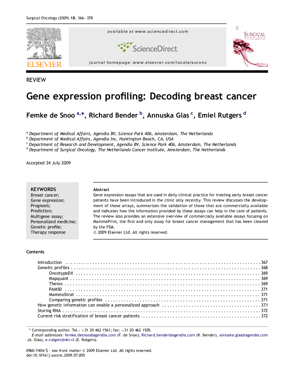 Gene expression profiling: Decoding breast cancer