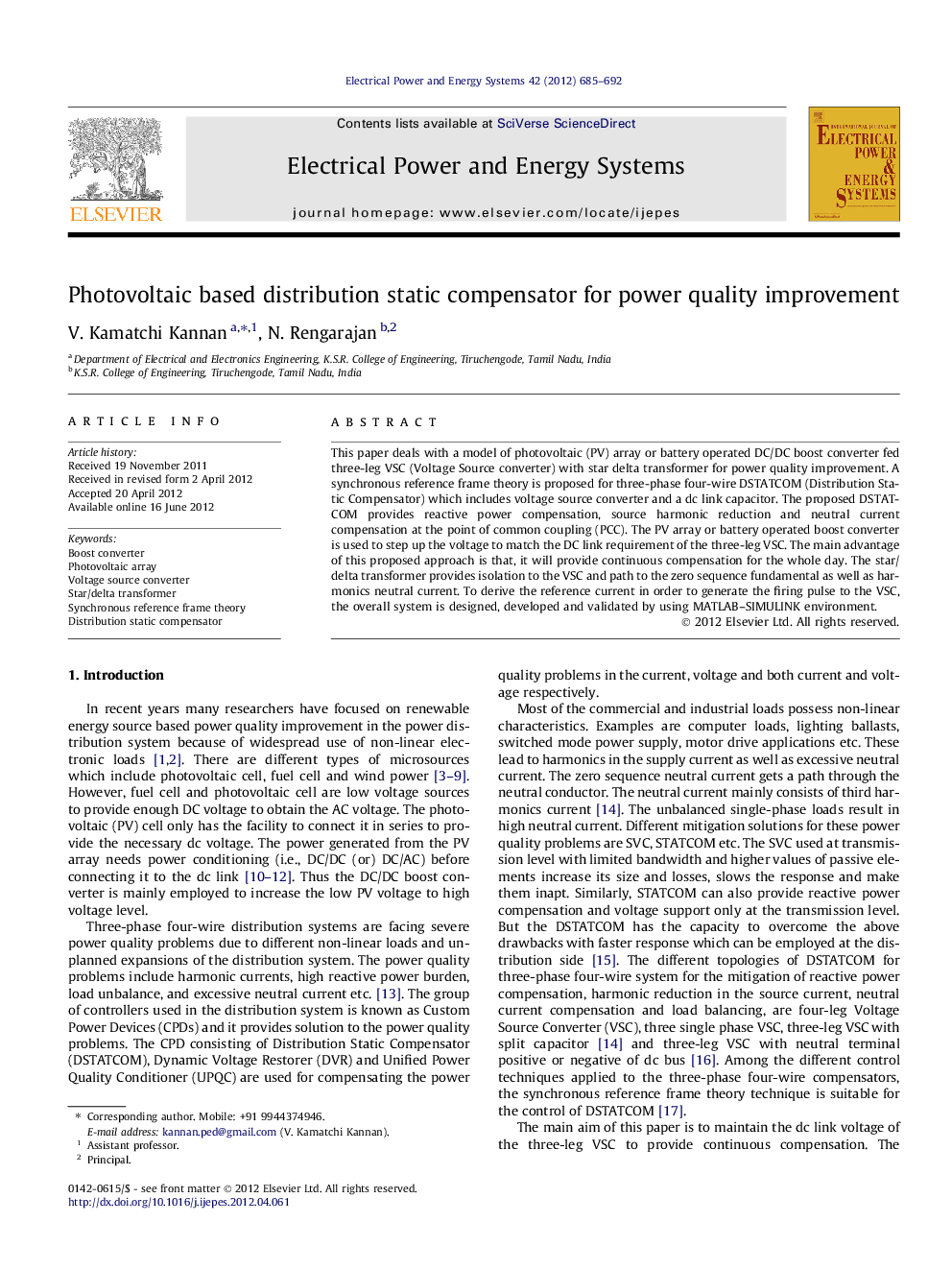 Photovoltaic based distribution static compensator for power quality improvement