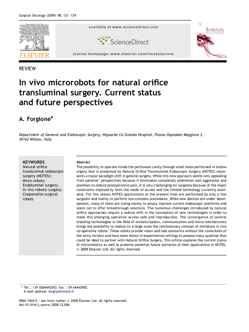 In vivo microrobots for natural orifice transluminal surgery. Current status and future perspectives