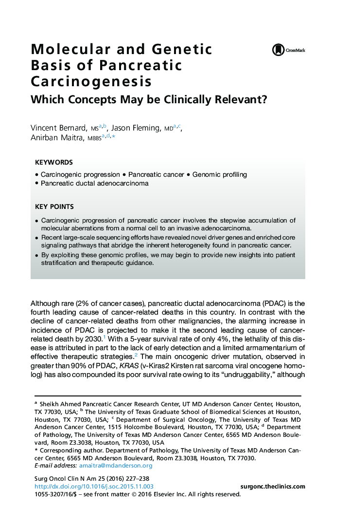 Molecular and Genetic Basis of Pancreatic Carcinogenesis