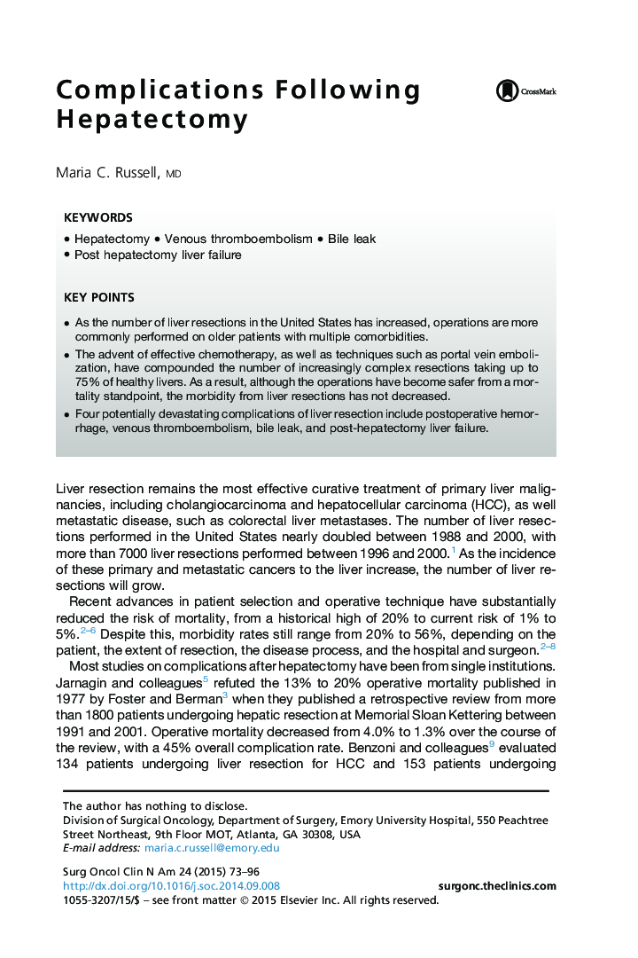 Complications Following Hepatectomy