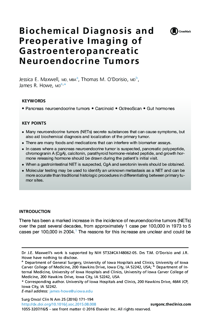 Biochemical Diagnosis and Preoperative Imaging of Gastroenteropancreatic Neuroendocrine Tumors