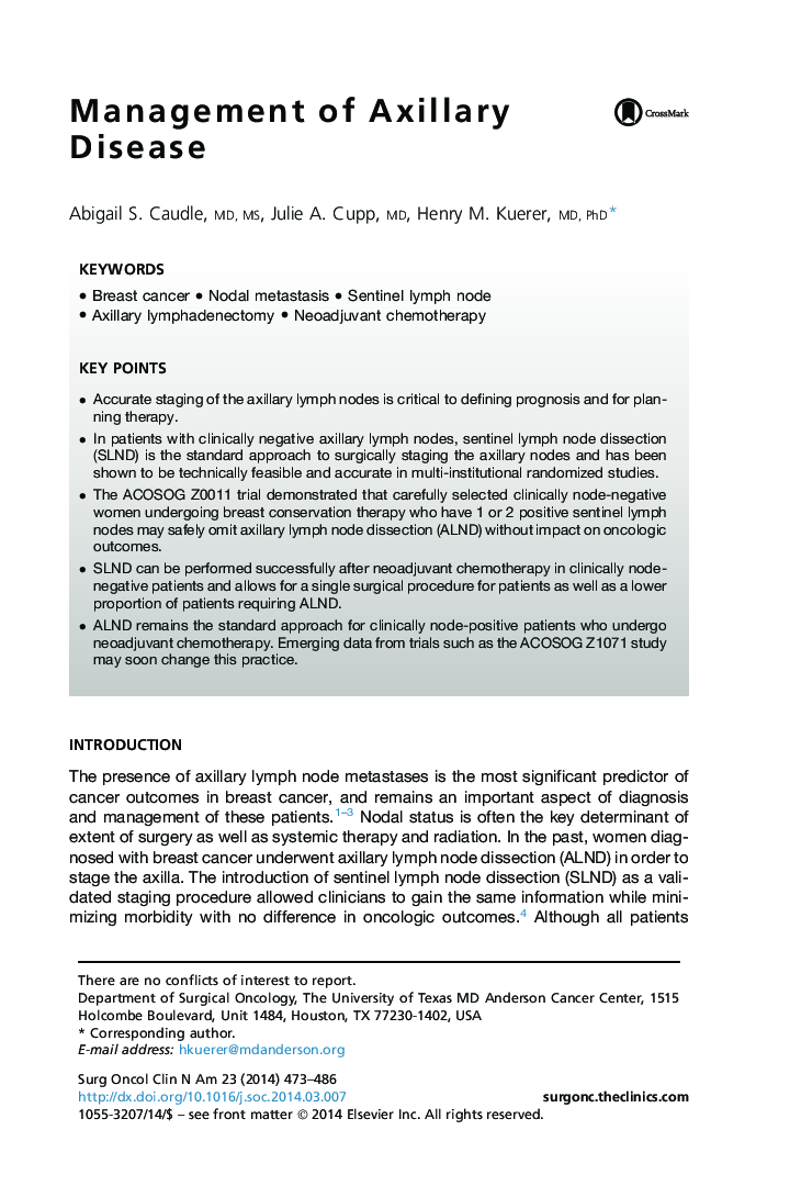 Management of Axillary Disease