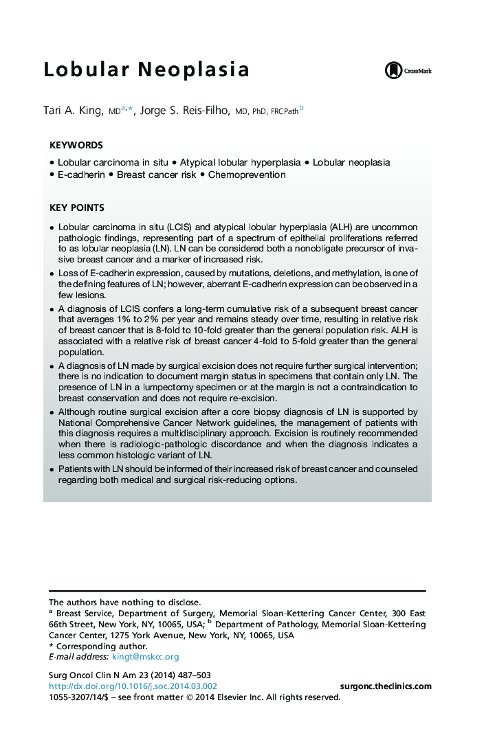 Lobular Neoplasia