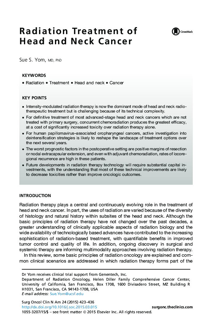 Radiation Treatment of Head and Neck Cancer