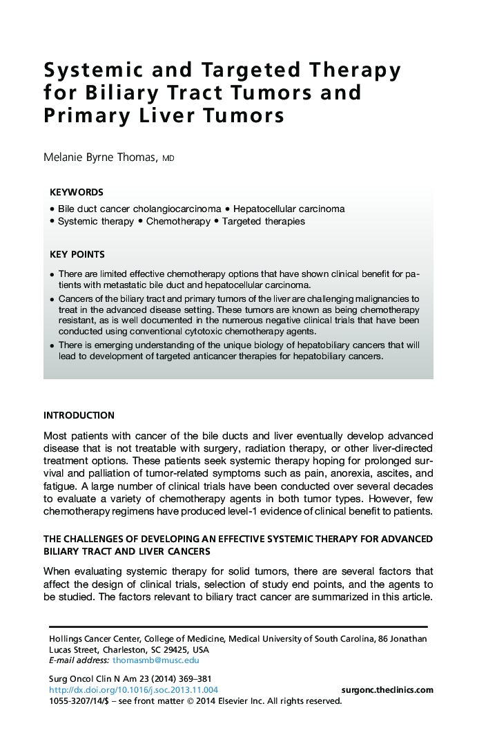 Systemic and Targeted Therapy for Biliary Tract Tumors and Primary Liver Tumors