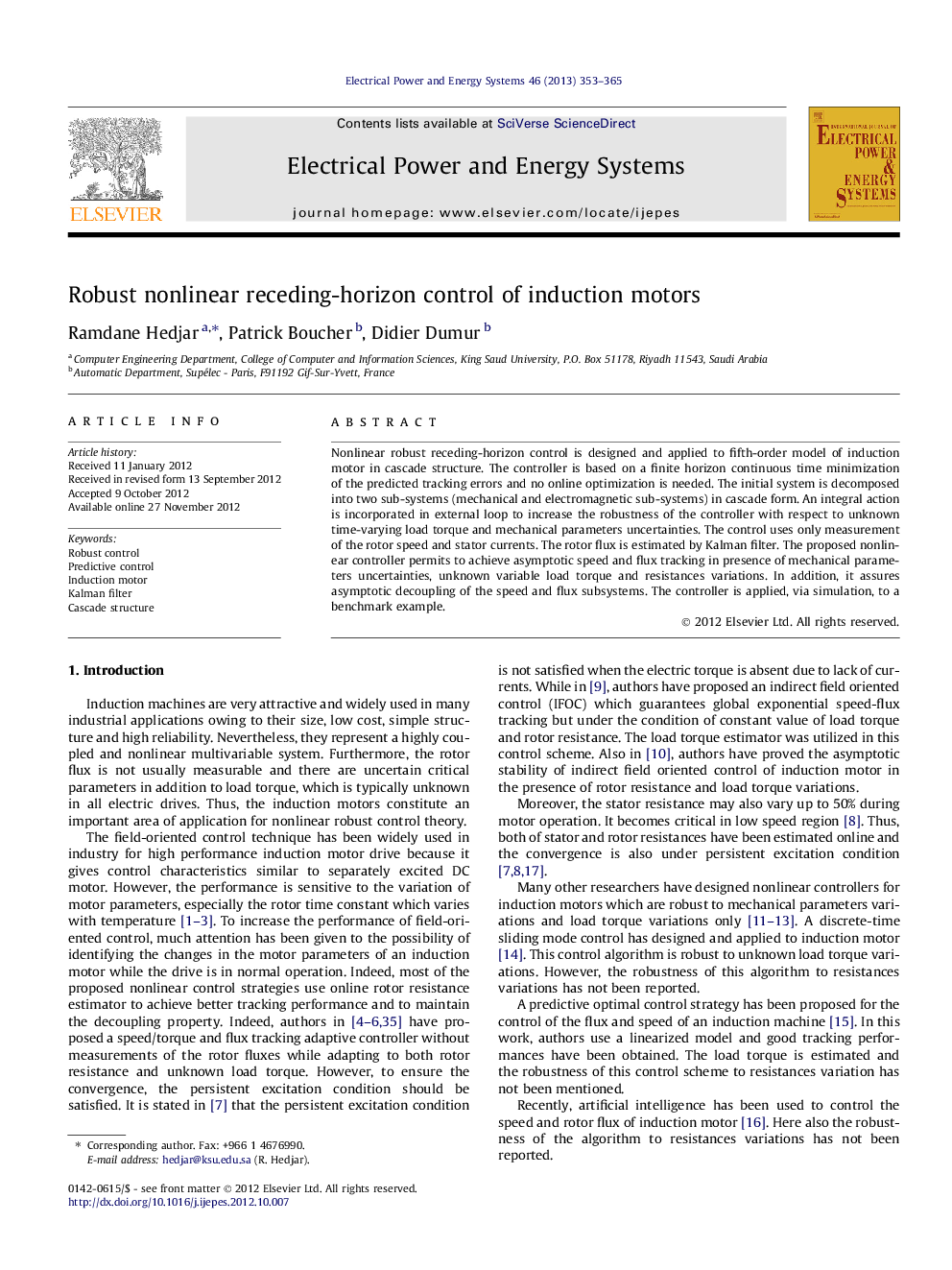 Robust nonlinear receding-horizon control of induction motors