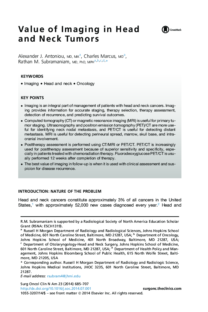 Value of Imaging in Head and Neck Tumors