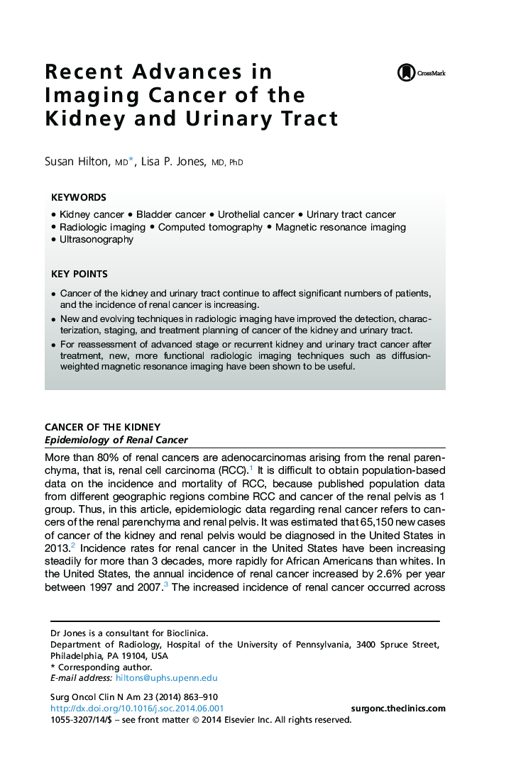 Recent Advances in Imaging Cancer of the Kidney and Urinary Tract