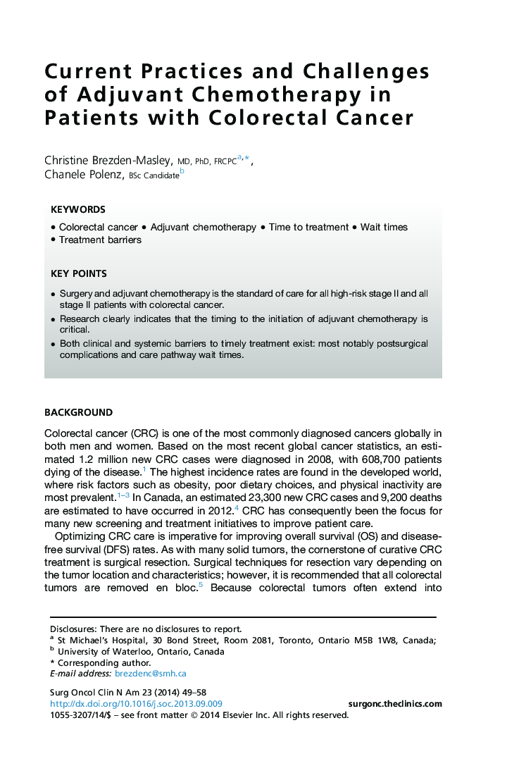 Current Practices and Challenges of Adjuvant Chemotherapy in Patients with Colorectal Cancer