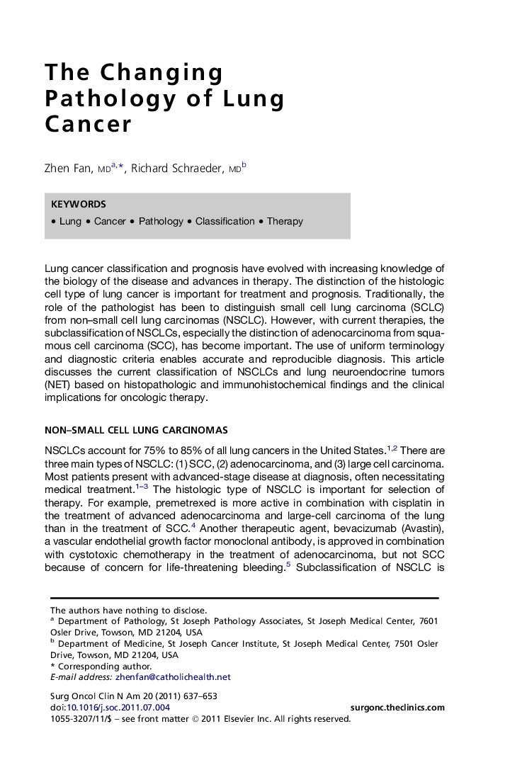 The Changing Pathology of Lung Cancer