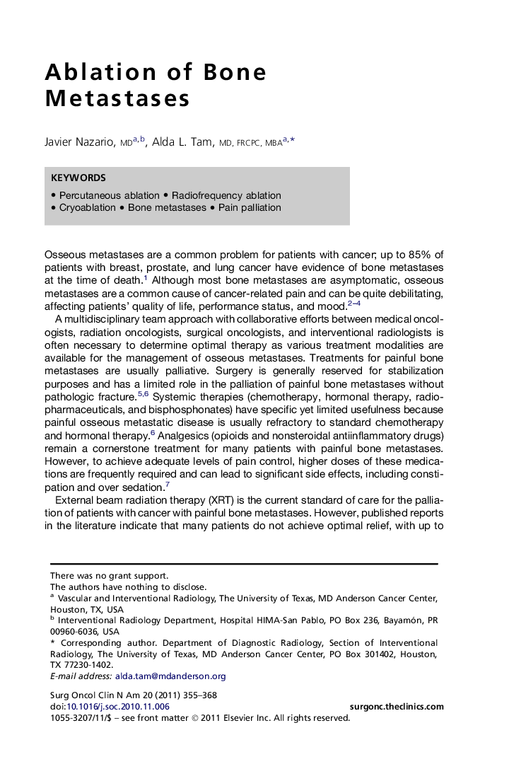 Ablation of Bone Metastases