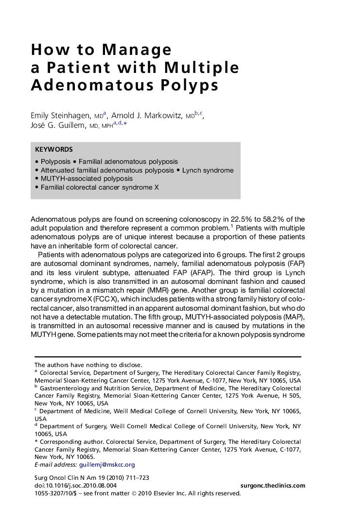 How to Manage a Patient with Multiple Adenomatous Polyps