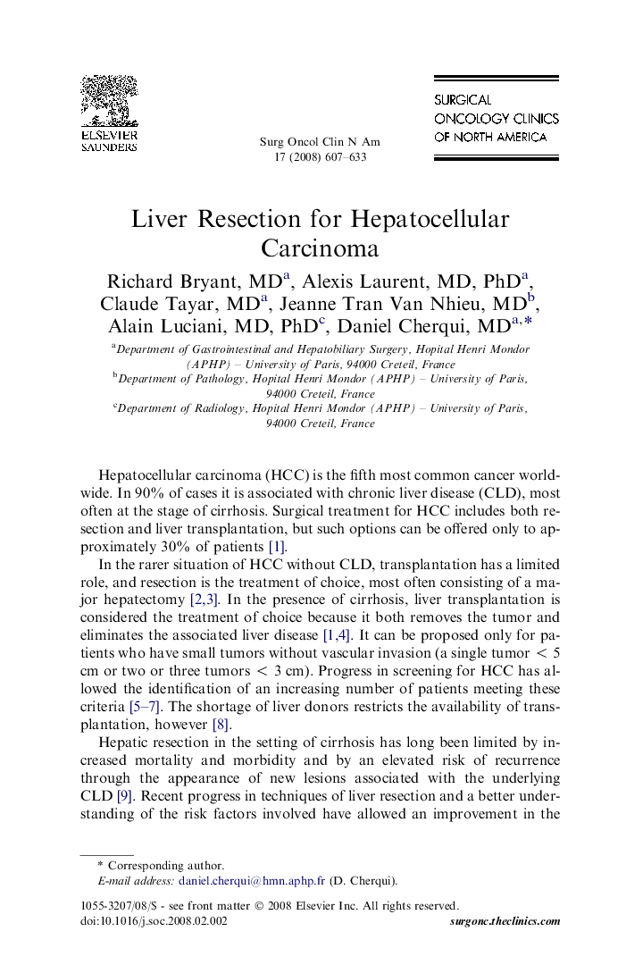 Liver Resection for Hepatocellular Carcinoma