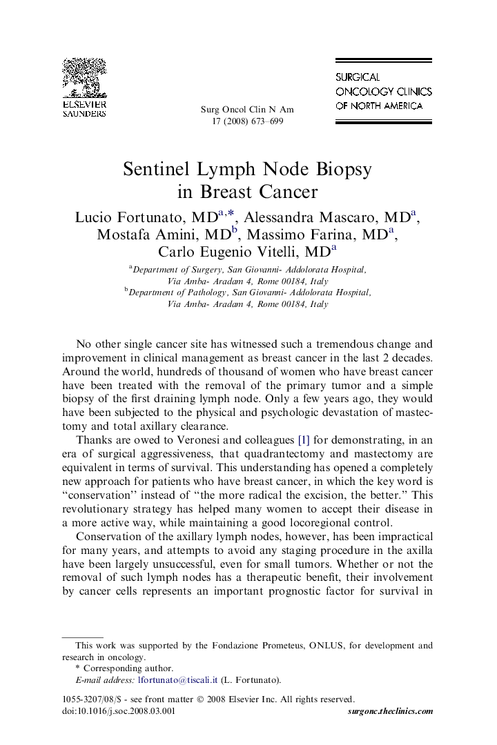 Sentinel Lymph Node Biopsy in Breast Cancer 