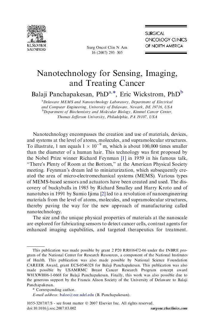 Nanotechnology for Sensing, Imaging, and Treating Cancer