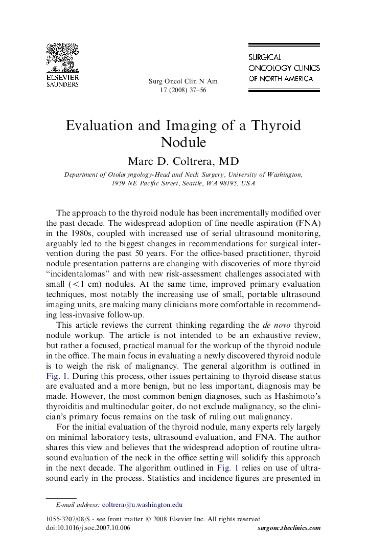 Evaluation and Imaging of a Thyroid Nodule