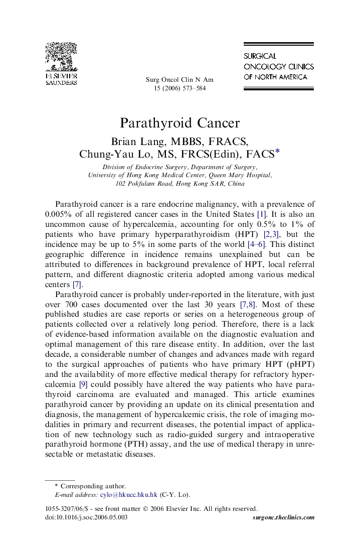 Parathyroid Cancer