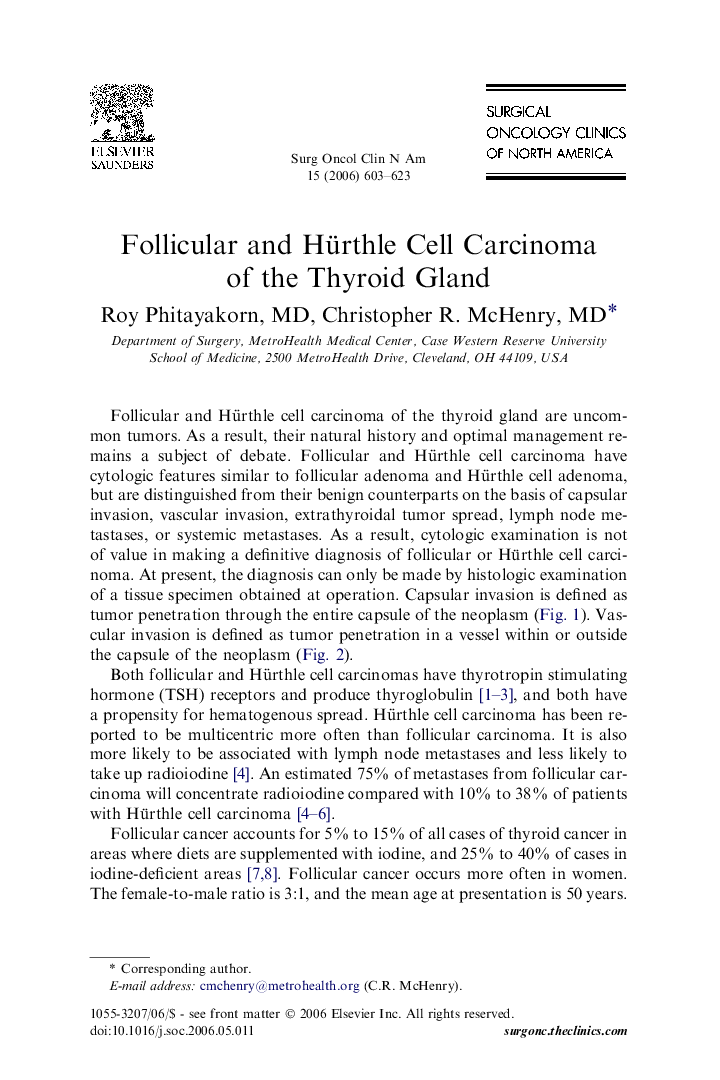 Follicular and Hürthle Cell Carcinoma of the Thyroid Gland