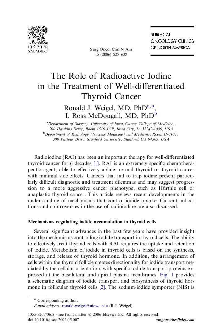 The Role of Radioactive Iodine in the Treatment of Well-differentiated Thyroid Cancer