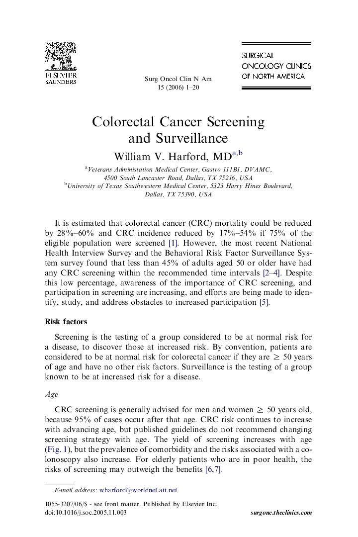 Colorectal Cancer Screening and Surveillance