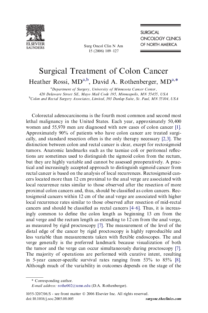 Surgical Treatment of Colon Cancer