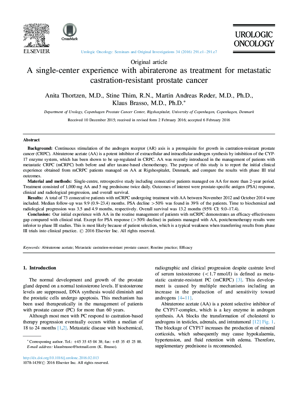 عکس صفحه اول مقاله: A single-center experience with abiraterone as treatment for metastatic castration-resistant prostate cancer A single-center experience with abiraterone as treatment for metastatic castration-resistant prostate cancer
